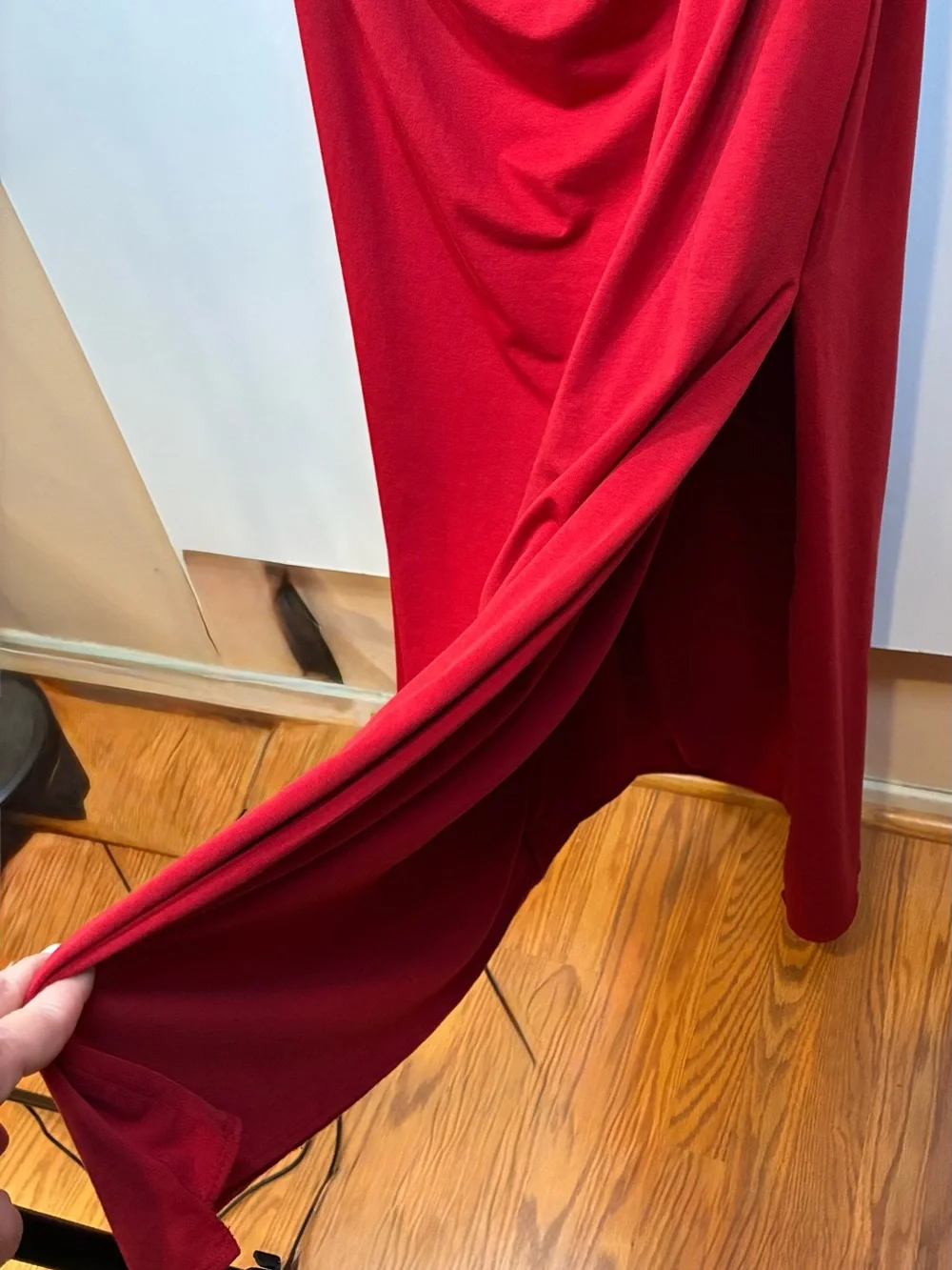 Abercrombie & Fitch Burgundy Ruched Side Slit Maxi Dress XL Modal Blend